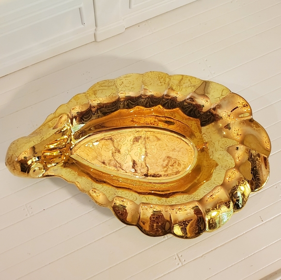 22k Gold plated Porcelain Dish Lady Hamilton - Picture 1 of 11